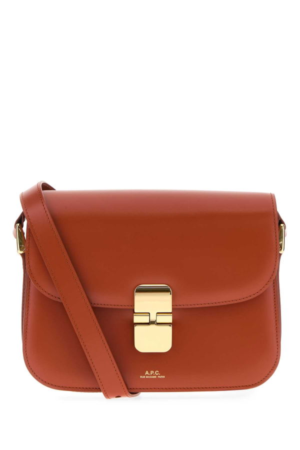 A.P.C. Brick Leather Small Grace Crossbody Bag - Rhum