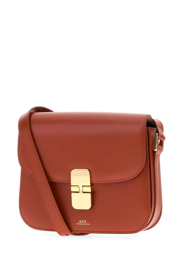 A.P.C. Brick Leather Small Grace Crossbody Bag - Rhum