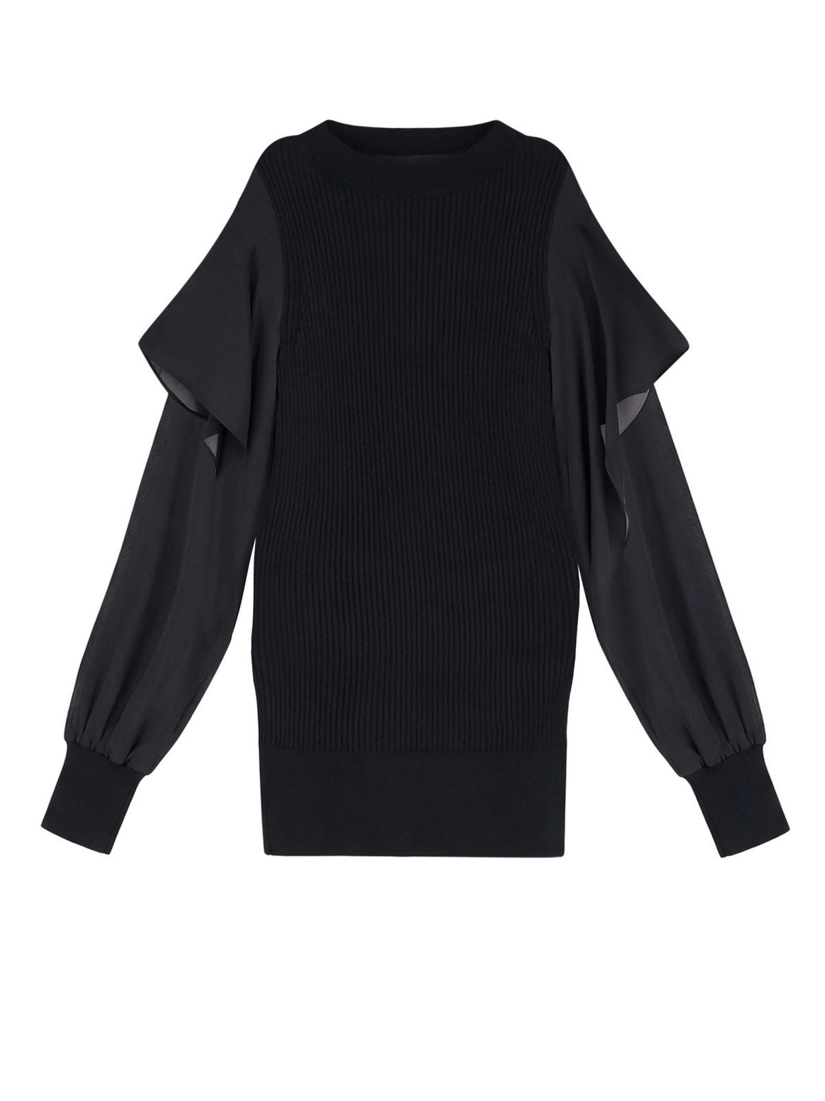 sacai Cotton Sweater - Black - Image 1 of 3