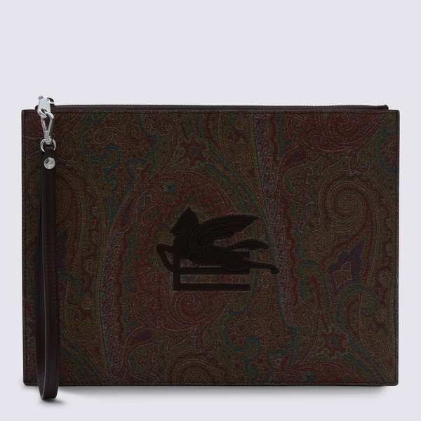 Etro Paisley Zipped Pouch - Arnica