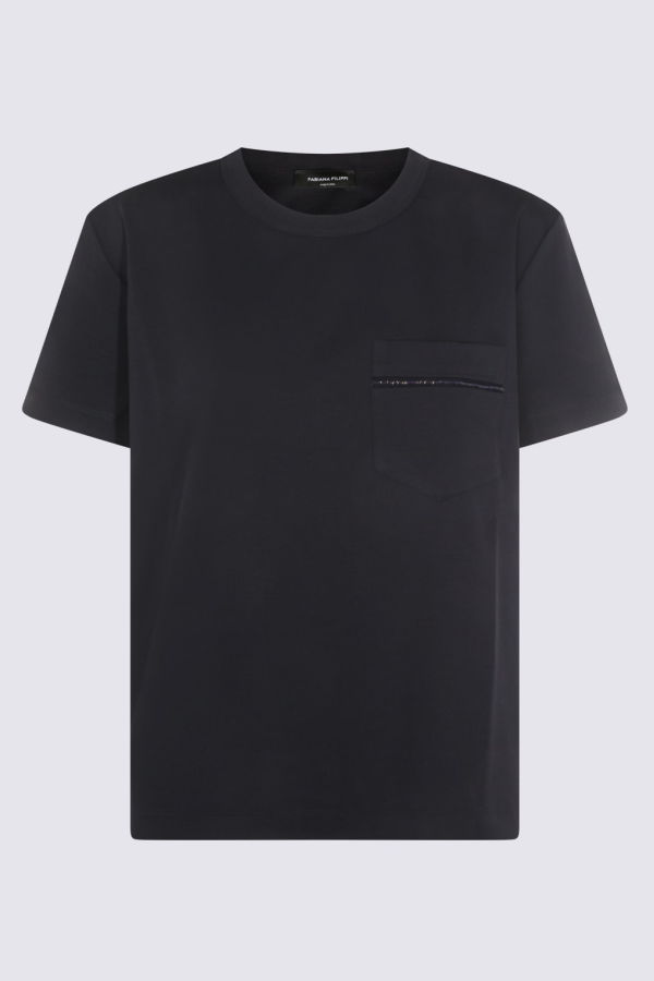 Fabiana Filippi Navy Viscose T-Shirt - Blue