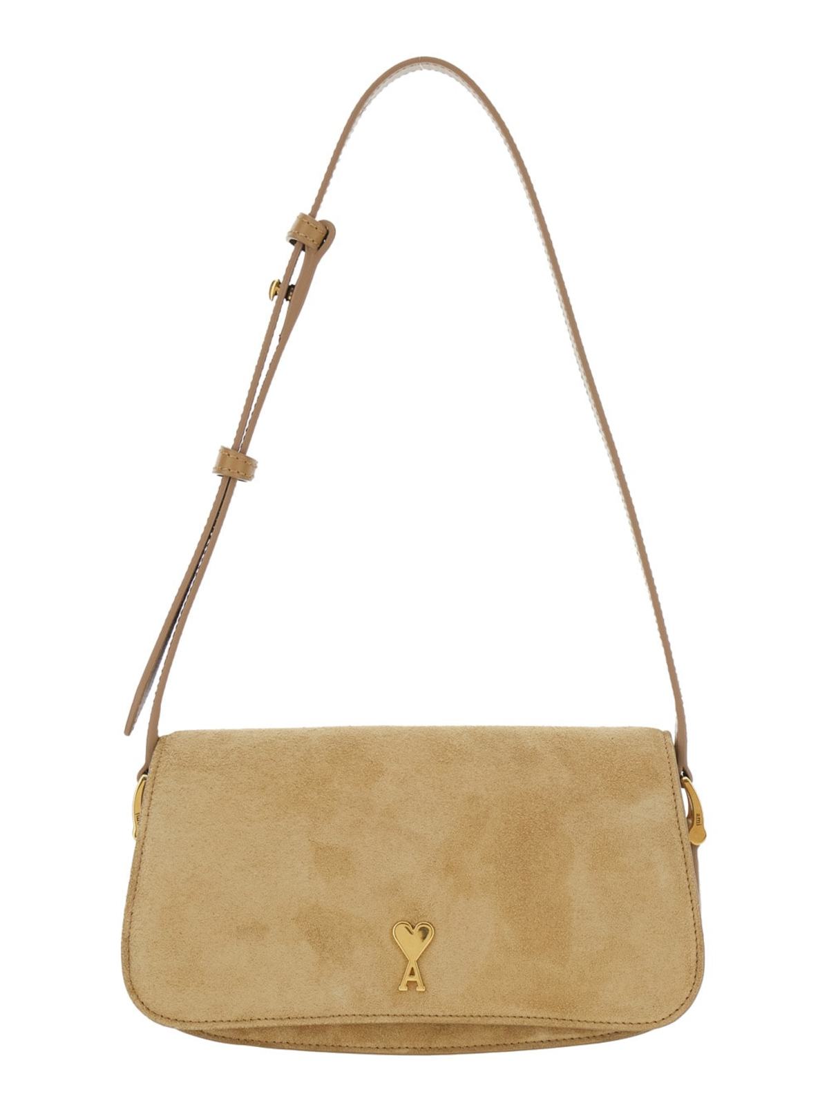 Ami Alexandre Mattiussi Paris ADC Plaque Shoulder Bag - Beige - Image 1 of 3