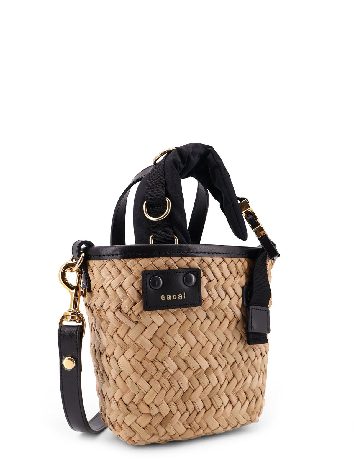 sacai Raffia and Leather Crossbody Bag - Beige - Image 3 of 5