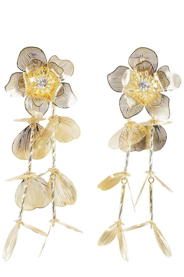 Self-Portrait Gold Flower Earrings - Gold