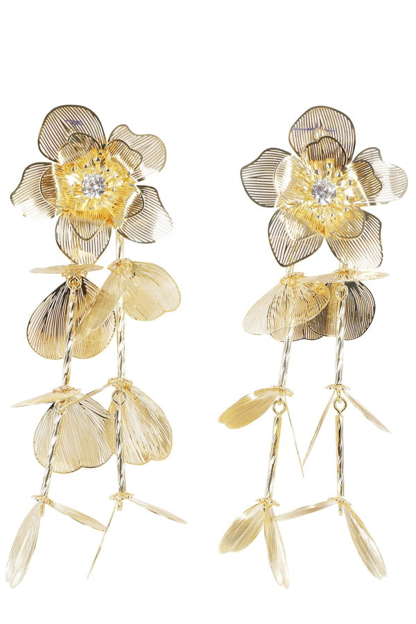 Self-Portrait Gold Flower Earrings - Gold