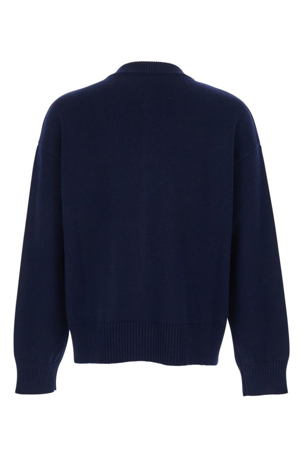 Ami Alexandre Mattiussi Crew Neck Cardigan With Contrasting ADC Logo On The Front - Blue