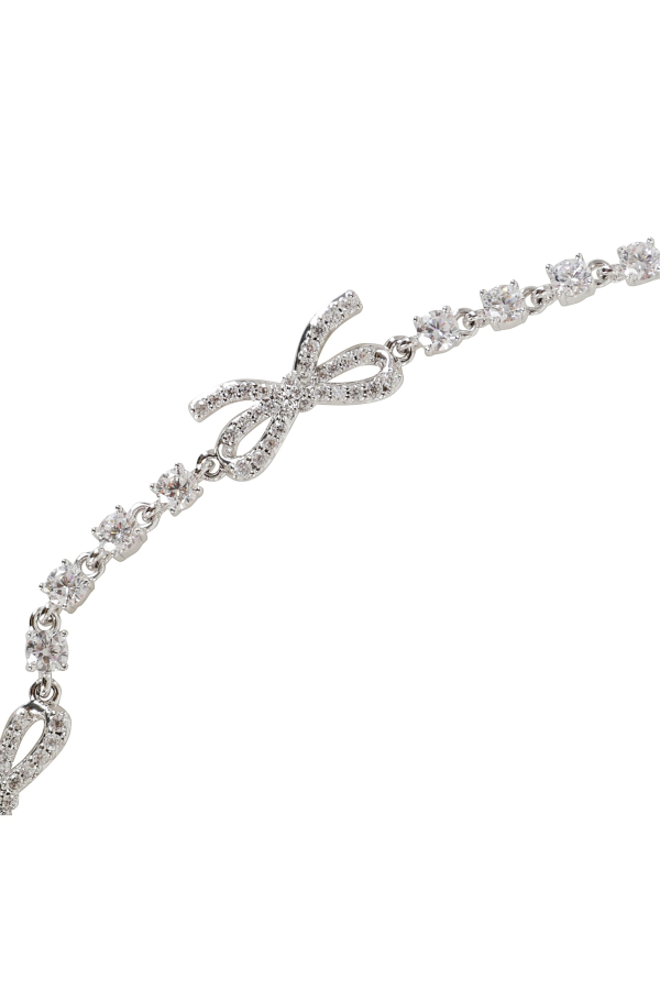 Self-Portrait Crystal Bow Necklace - Silver