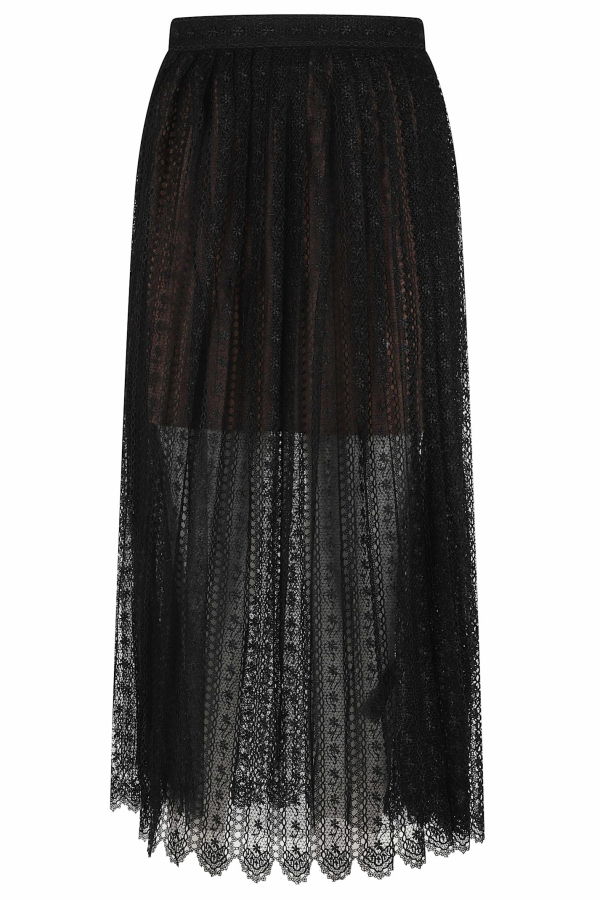 Self-Portrait Organza Lace Midi Skirt - Black