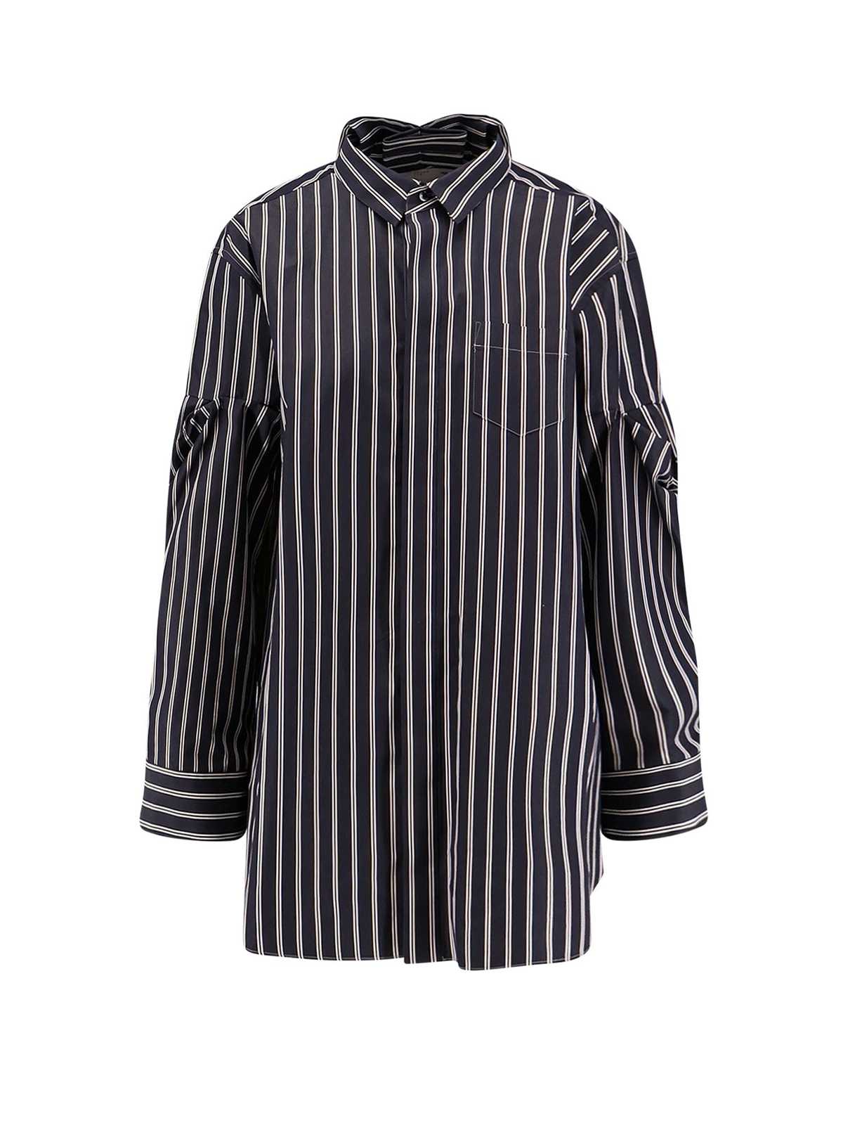 sacai Oversize Striped Shirt - Navy Stripe - Image 1 of 3
