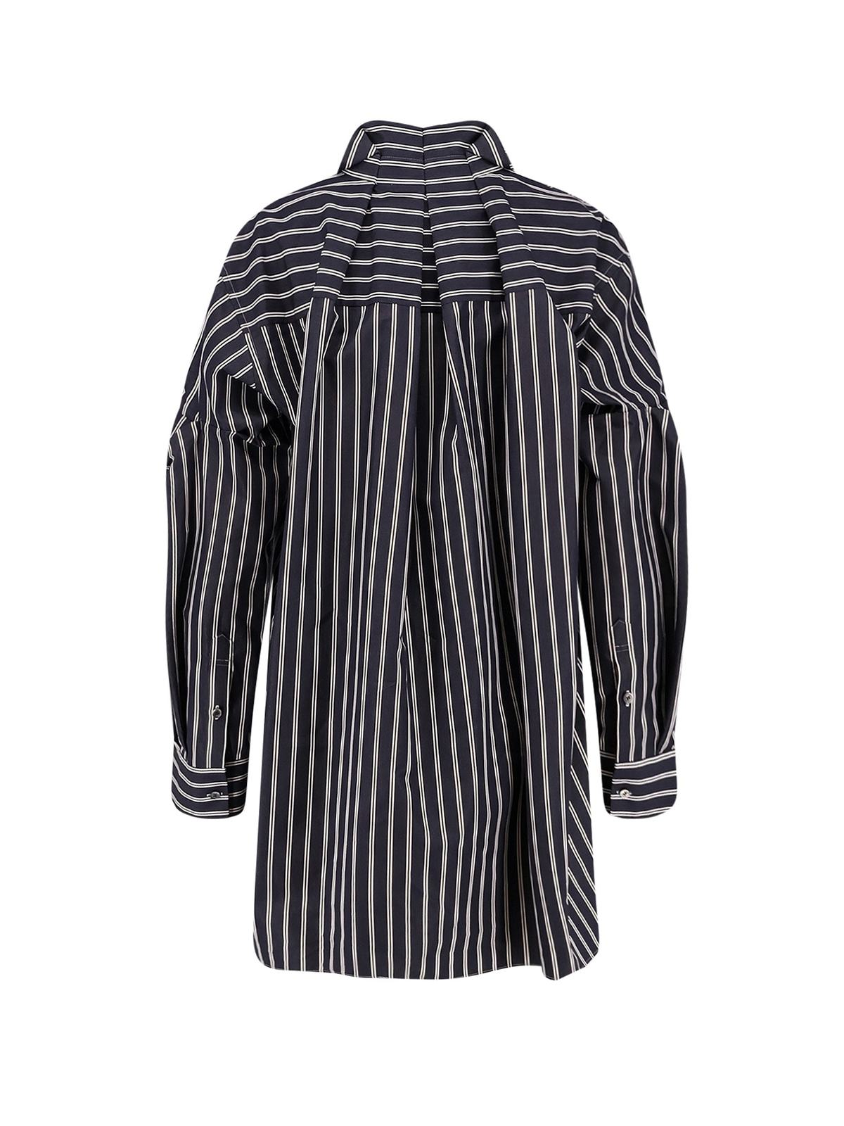 sacai Oversize Striped Shirt - Navy Stripe - Image 2 of 3