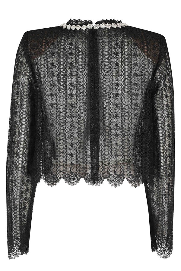 Self-Portrait Organza Lace Top - Black