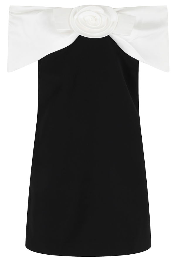 Self-Portrait Crepe Flower Mini Dress - Black