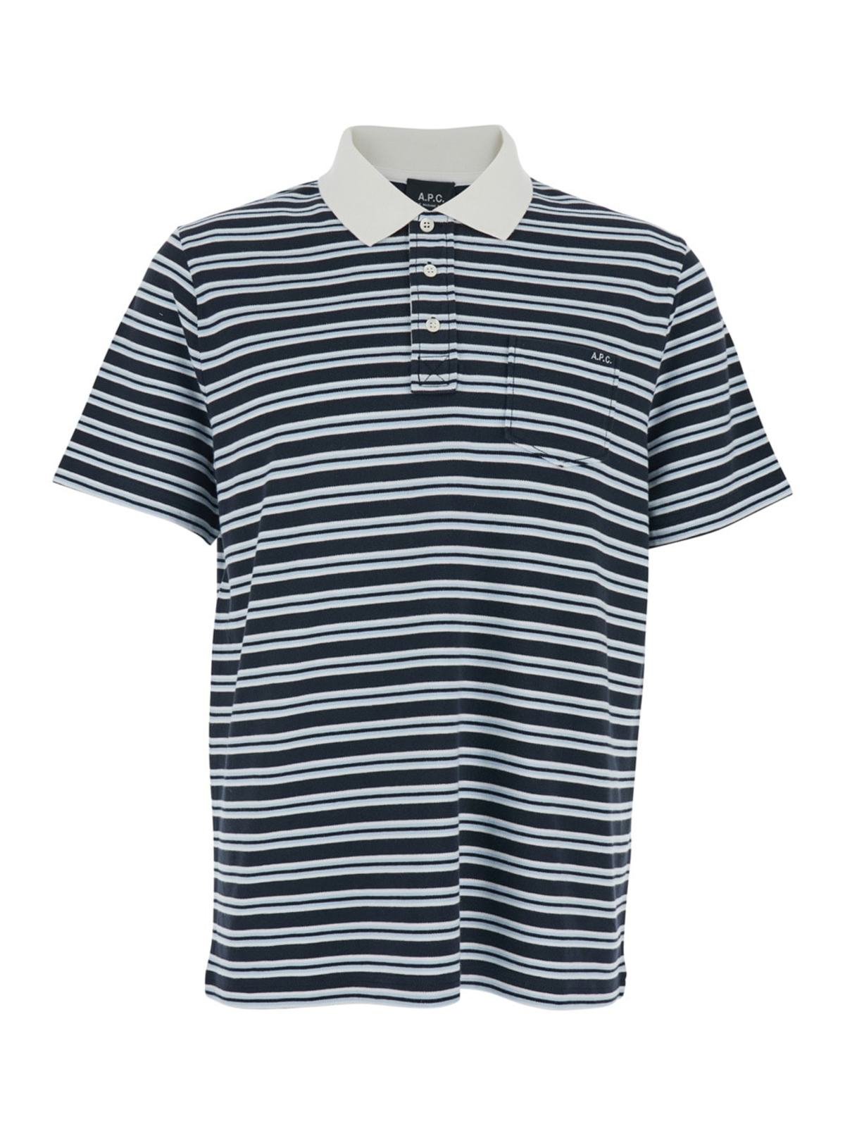A.P.C. Horizontal Striped Motif Cotton Polo Shirt - Multicolor - Image 1 of 3