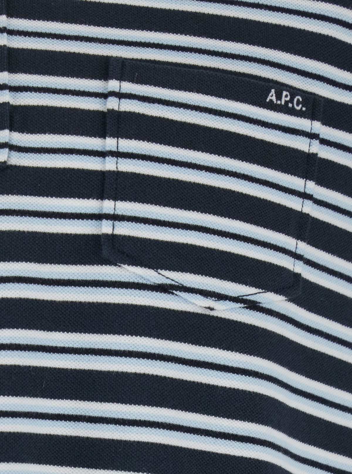 A.P.C. Horizontal Striped Motif Cotton Polo Shirt - Multicolor - Image 3 of 3