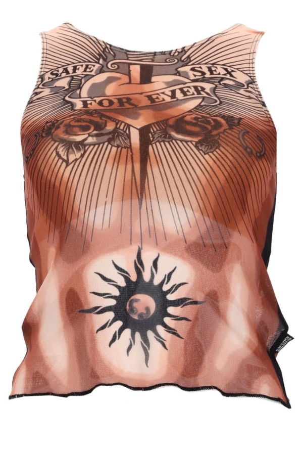 Jean Paul Gaultier Safe Sex Tattoo Print Top - Multicolour