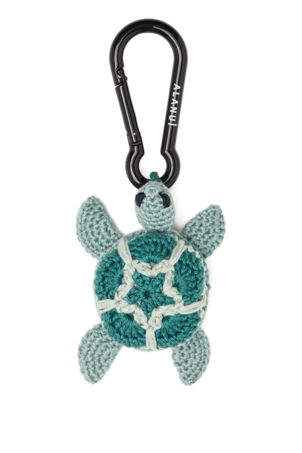Alanui Turtle Crochet Keyring - Clear Blue