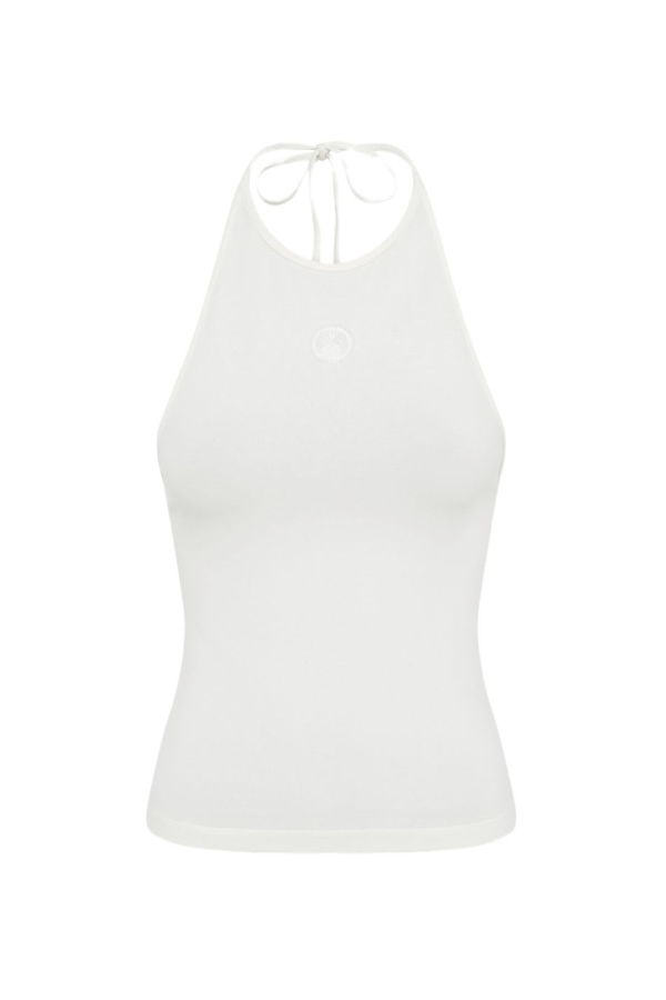 MARINE SERRE Logo Cotton Tank Top - White