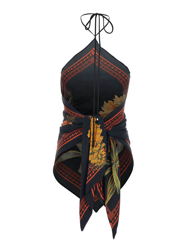 Blumarine All-Over Floral Knot Top - Multicolor