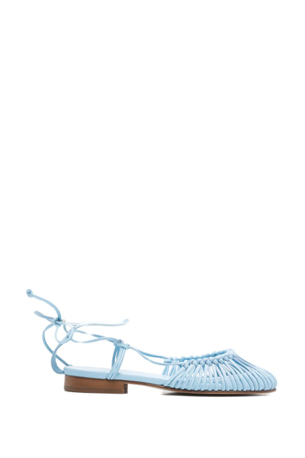 Hereu Mantera Leather Ballets Flat Shoes - Clear Blue
