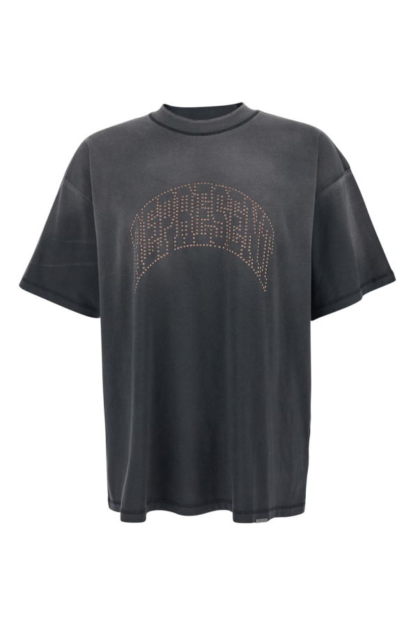Represent Logo Front Faded Cotton T-Shirt - Black