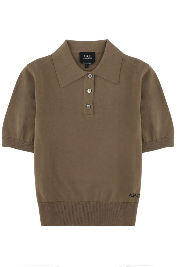 A.P.C. Polo With Logo Polo Shirt - Brown