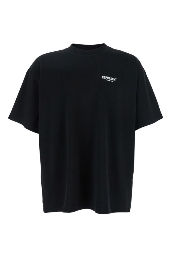 Represent Logo Cotton T-Shirt With Maxi Back Print - Black