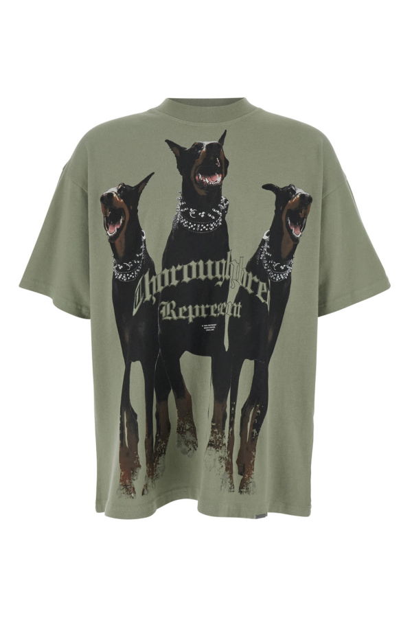 Represent Thoroughbred T-Shirt With Doberman Graphic Print And Logo Lettering On The Front