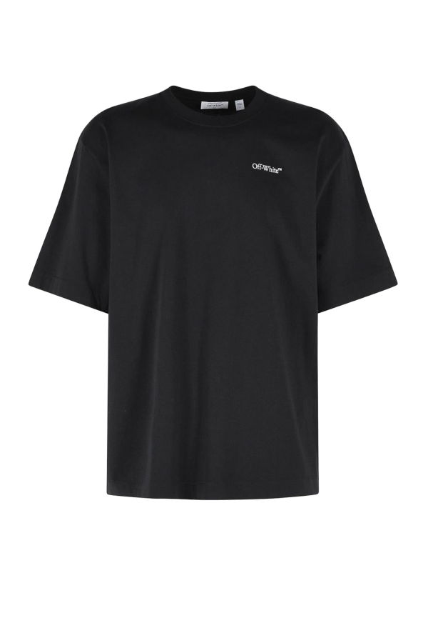 Off-White Cotton T-Shirt With Frontal Logo Print - Black