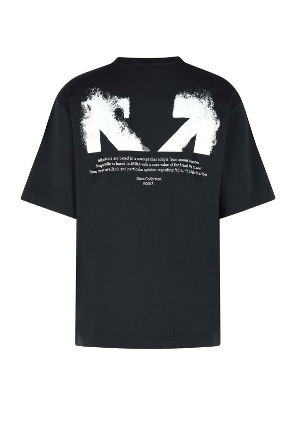 Off-White Cotton T-Shirt With Frontal Logo Print - Black
