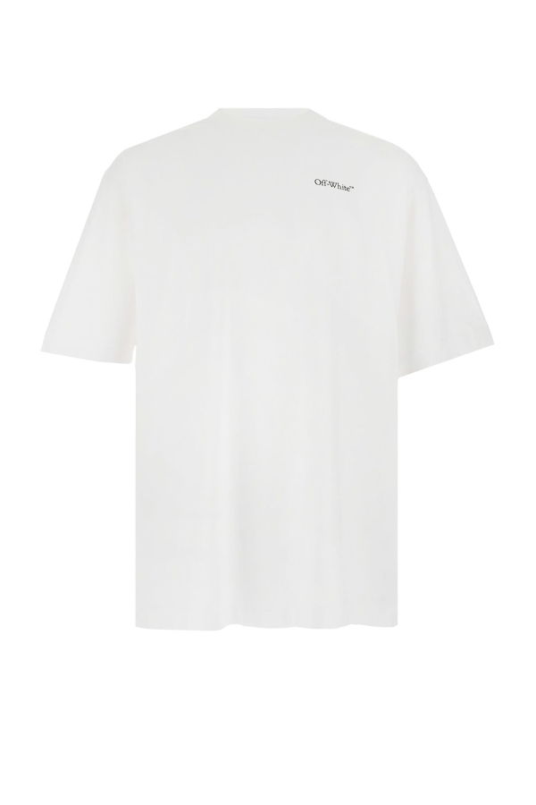 Off-White Cotton T-Shirt With Frontal Logo Tee - White