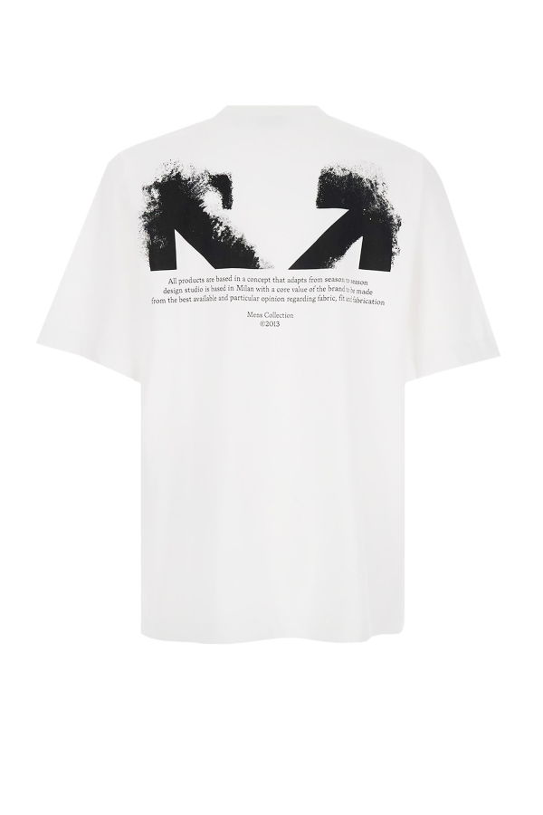 Off-White Cotton T-Shirt With Frontal Logo Tee - White