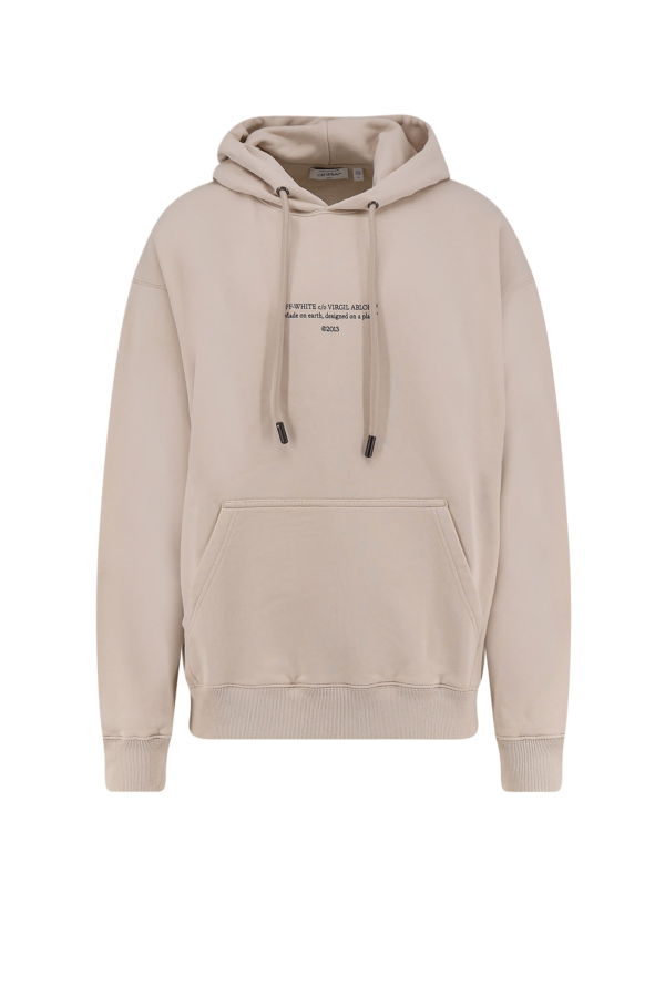 Off-White Cotton Sweatshirt With Frontal Logo Print - Pumice Stone