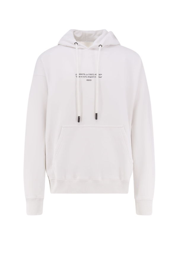 Off-White Cotton Sweatshirt With Frontal Logo Print - White