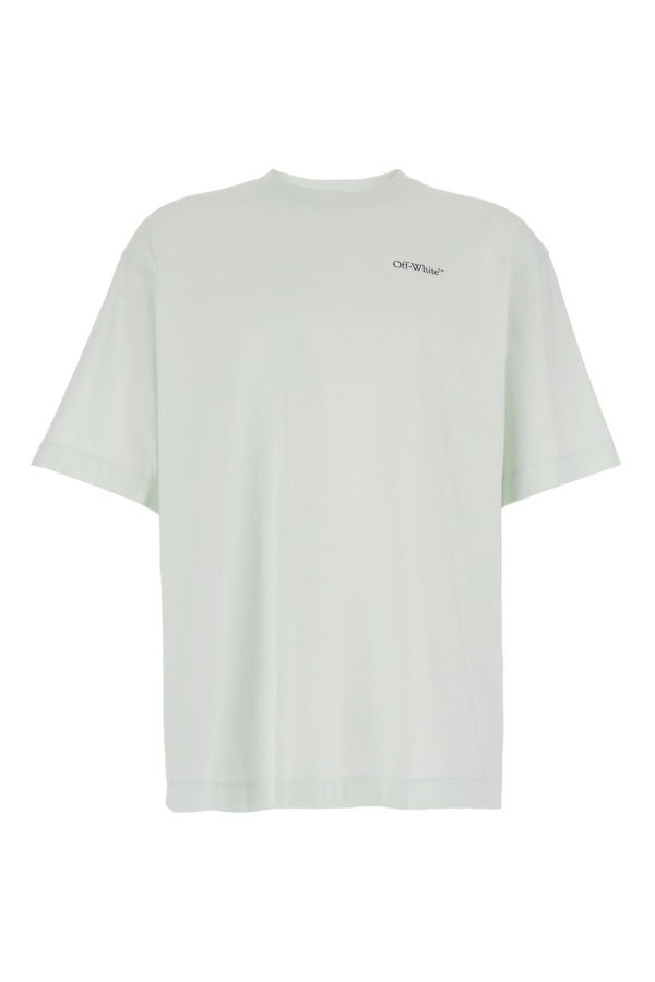 Off-White Logo Cotton Crew Neck Tee - Green