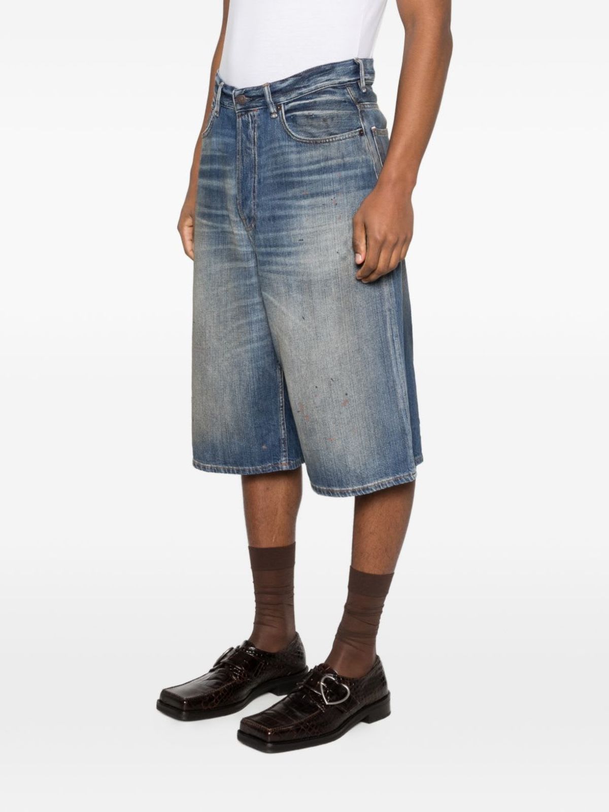 Acne Studios Denim Cotton Shorts - Blue - Image 3 of 5