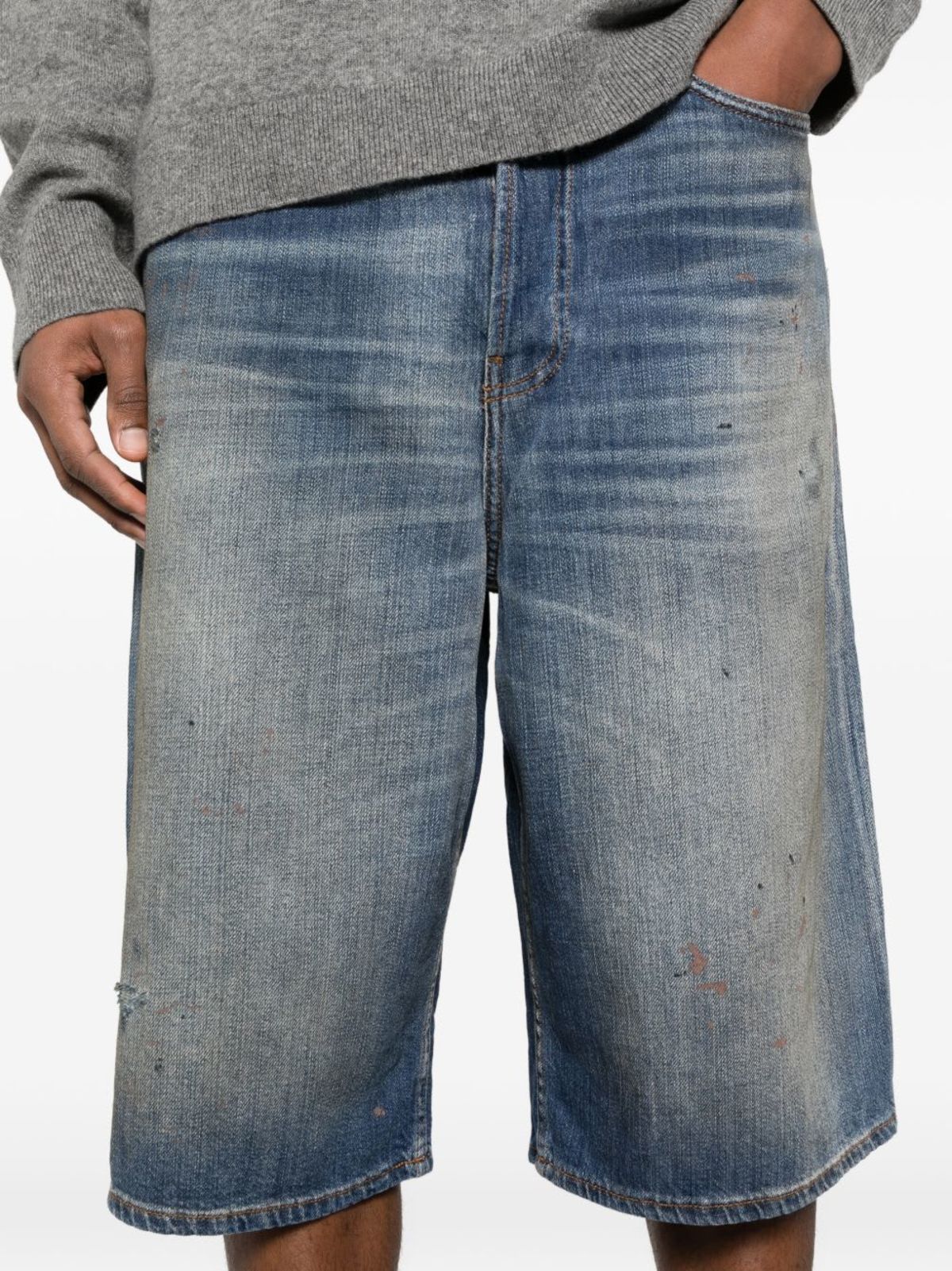 Acne Studios Denim Cotton Shorts - Blue - Image 4 of 5