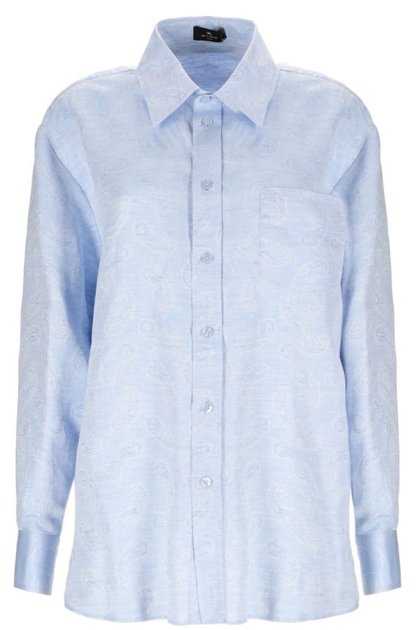 Etro Linen And Cotton Shirt - Azure