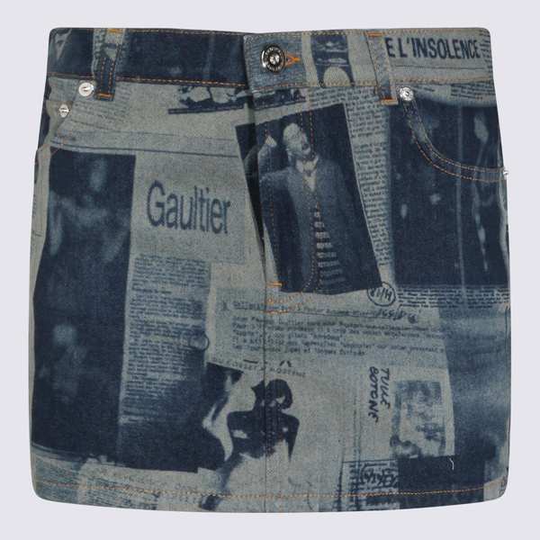 Jean Paul Gaultier Blue and Beige Cotton Skirt - Indigo/Beige