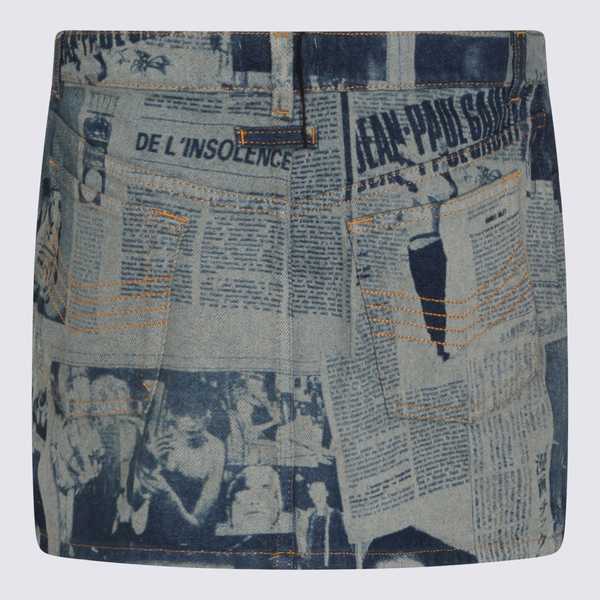 Jean Paul Gaultier Blue and Beige Cotton Skirt - Indigo/Beige