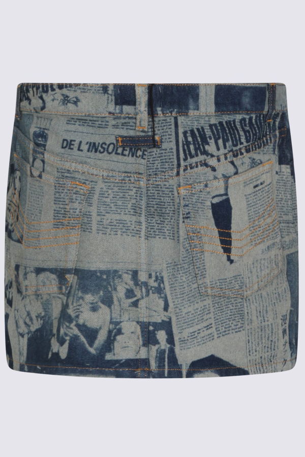 Jean Paul Gaultier Blue and Beige Cotton Skirt - Indigo/Beige