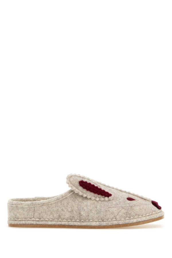 BODE Grey Fabric Rabbit Slippers - CREAMRED
