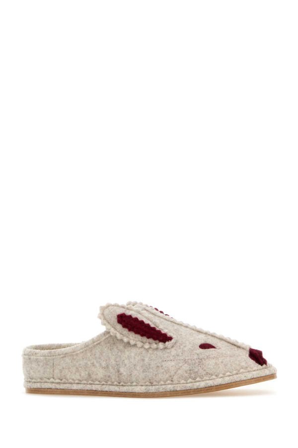 BODE Grey Fabric Rabbit Slippers - CREAMRED