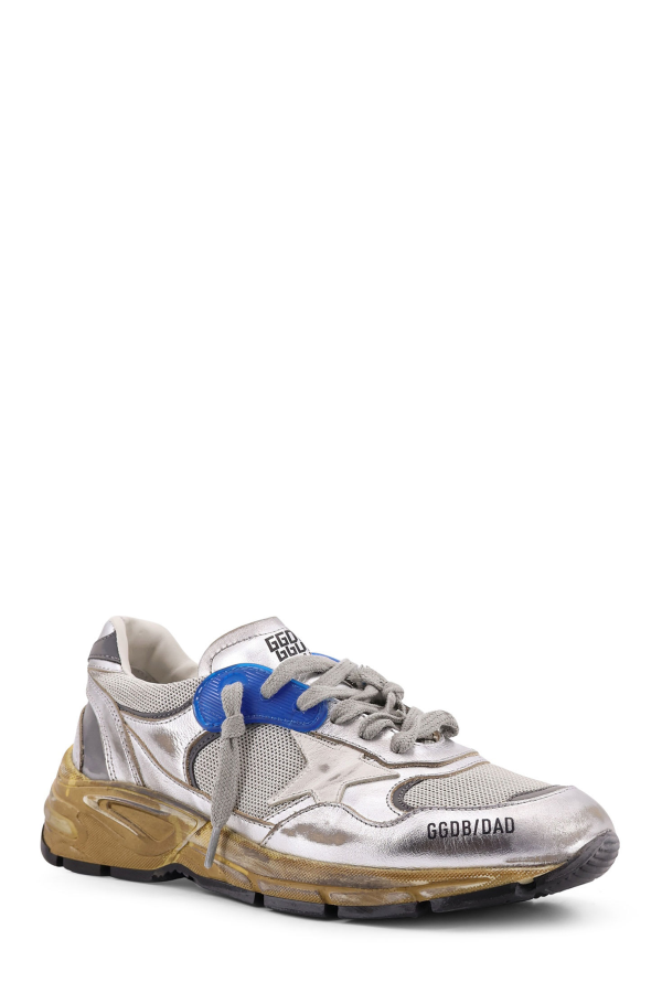 Golden Goose Running Dad Mesh and Leather Sneakers - Silver/White