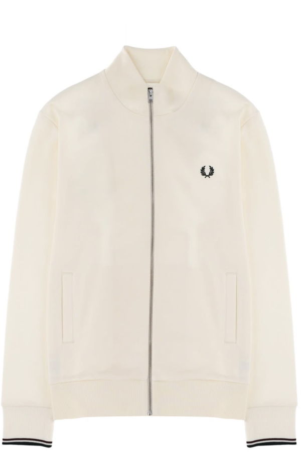 Fred Perry Sweatshirt With Logo And Zipper - Powder