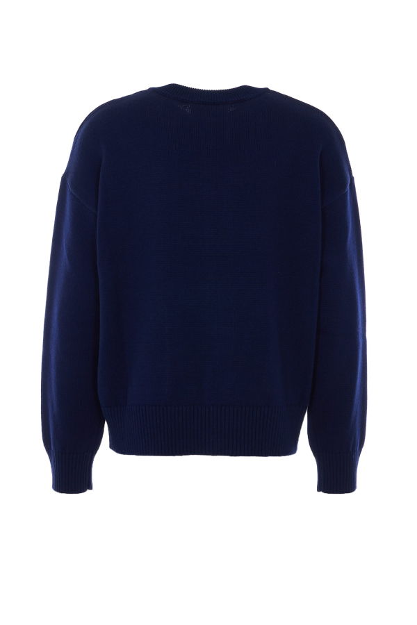 Ami Alexandre Mattiussi Round Neck Coeur Ami Cardigan - Blue