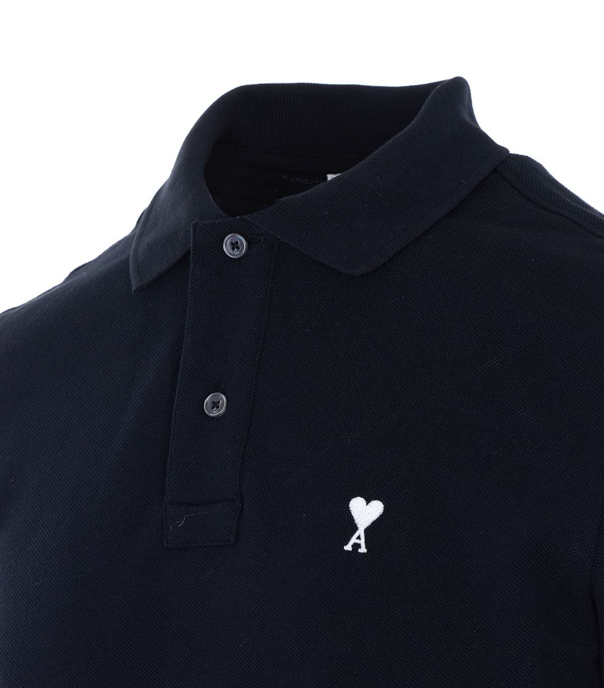 Ami Alexandre Mattiussi Ami De Coeur Polo Shirt - Black - Image 3 of 4