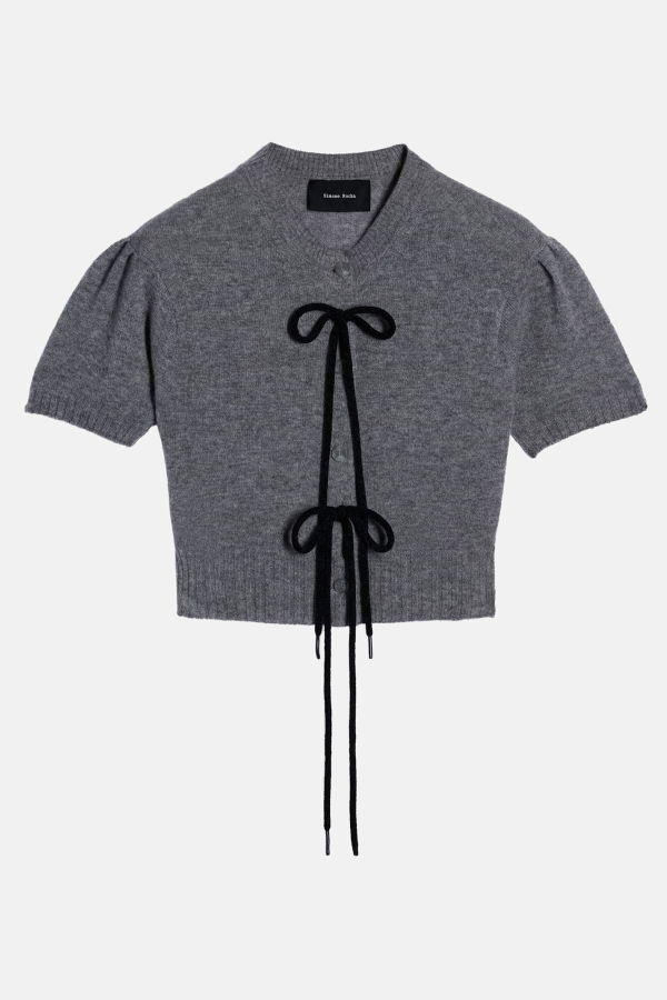 Simone Rocha Cropped Cashmere Cardigan - Gray