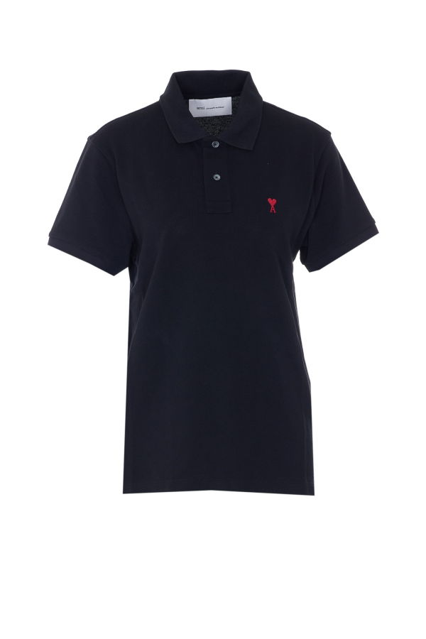 Ami Alexandre Mattiussi Ami De Coeur Logo Polo Shirt - Black