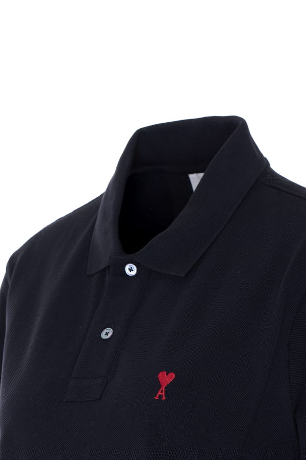 Ami Alexandre Mattiussi Ami De Coeur Logo Polo Shirt - Black