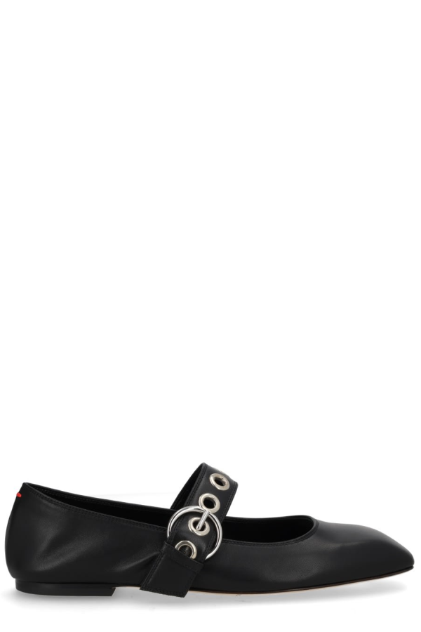aeydē Uma Mary-Jane Shoe With Eyelets Flat Shoes - Black